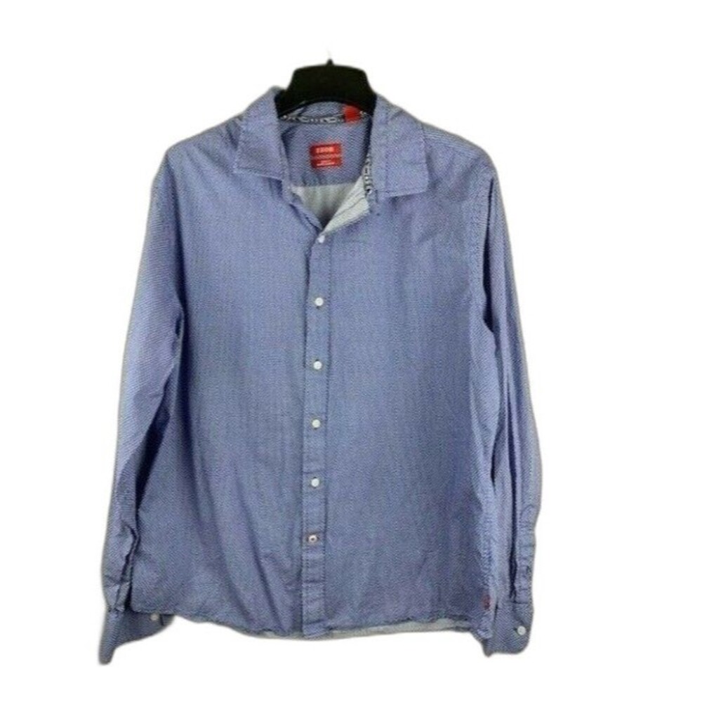 Izod Size XL Mens Shirt Long Sleeve Blue Button Up Cotton Slim Fit